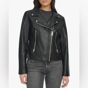 Levi's Black Vegan Leather Moto Jacket size small